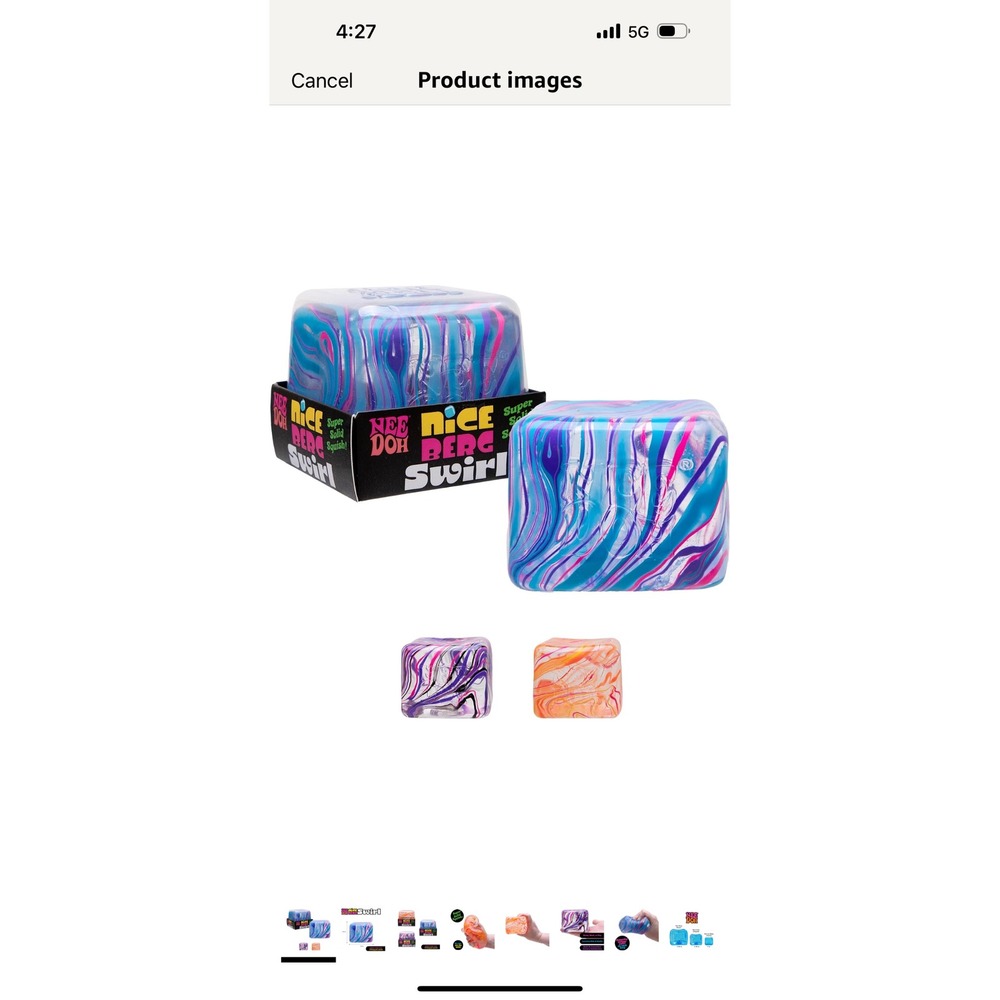 Schylling NeeDoh Nice Cube Swirl Sensory Fidget Toy Stress Ball Squishy Cube